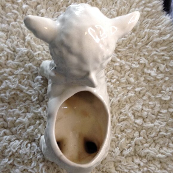 VTG Standing Lamb Ceramic planter; Collectible, Kidcore, Nursery, Mary Lit Lamb - Picture 5 of 5